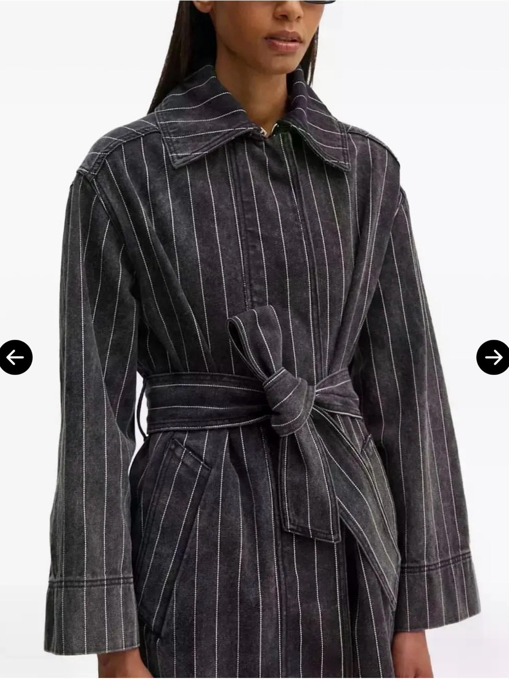 Day Birger et Mikkelsen Pinstripe Long Jean cotton Coat in Charcoal size US 8 - Picture 3 of 5